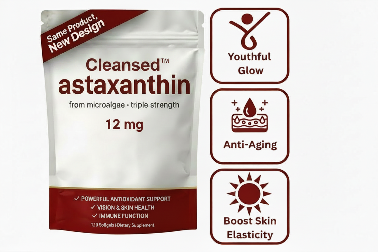 Reines Astaxanthin Softgels 12mg | Bräunen + Pflegen mühelos von Innen heraus