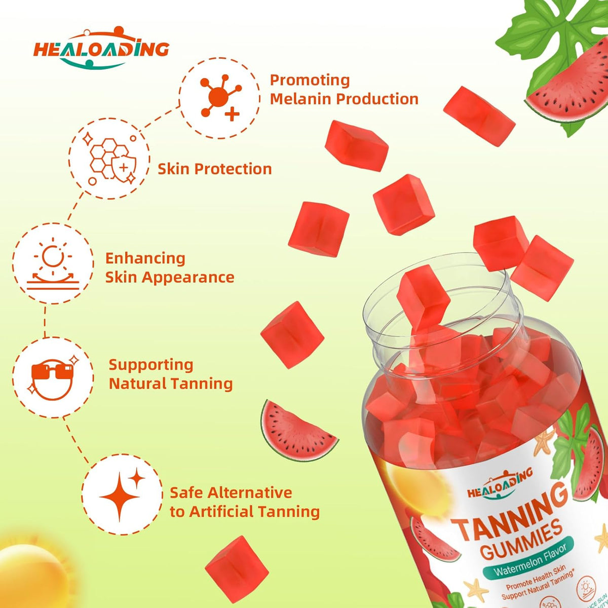 Tanning Gummies Supplement for Adults: Daily Tanning Gummies with Astaxanthin, Collegen, Lycopene, zinc (Citrate), Vitamin for Tanning Supplement Skin Health & Glow Reduce Sun Sensitivity