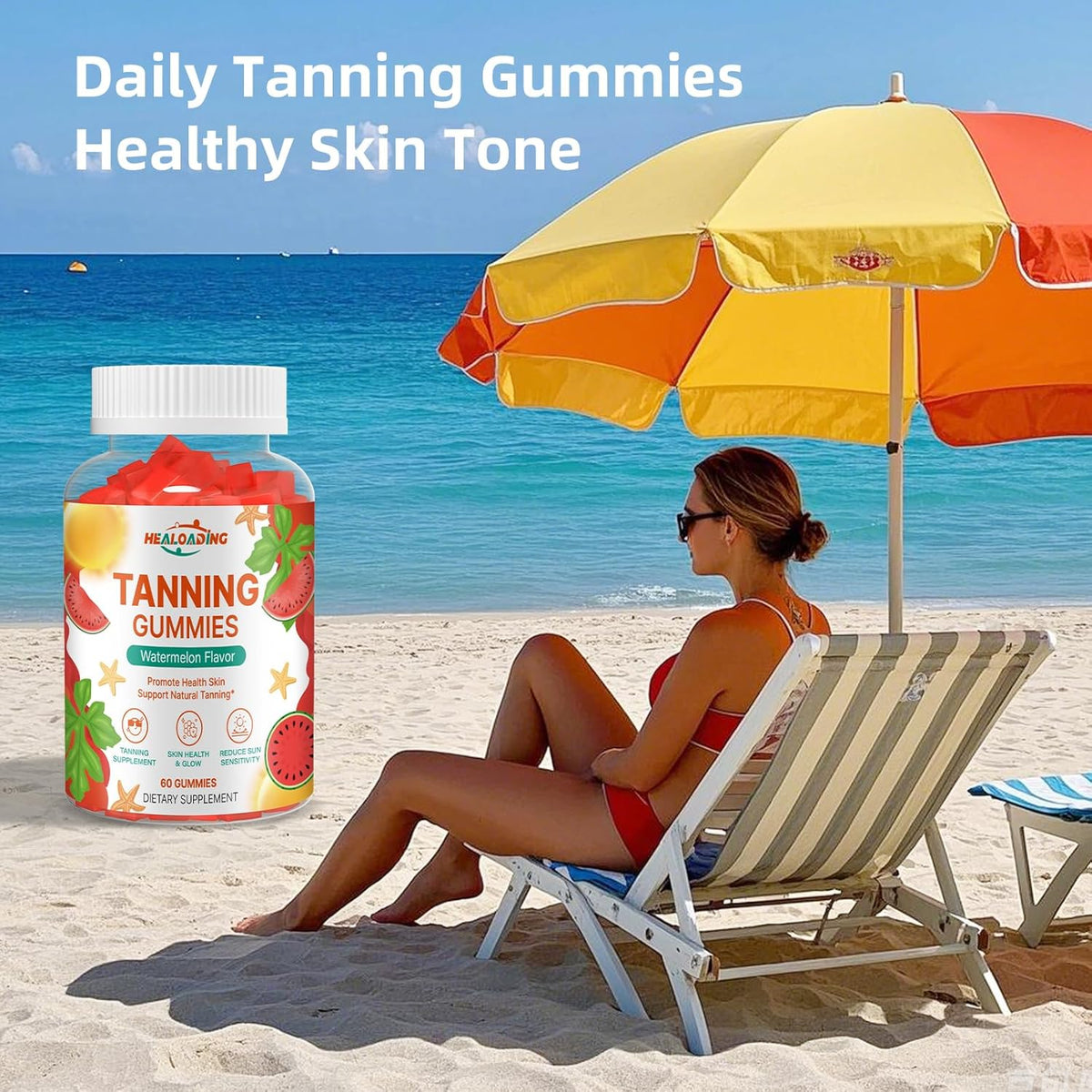 Tanning Gummies Supplement for Adults: Daily Tanning Gummies with Astaxanthin, Collegen, Lycopene, zinc (Citrate), Vitamin for Tanning Supplement Skin Health & Glow Reduce Sun Sensitivity