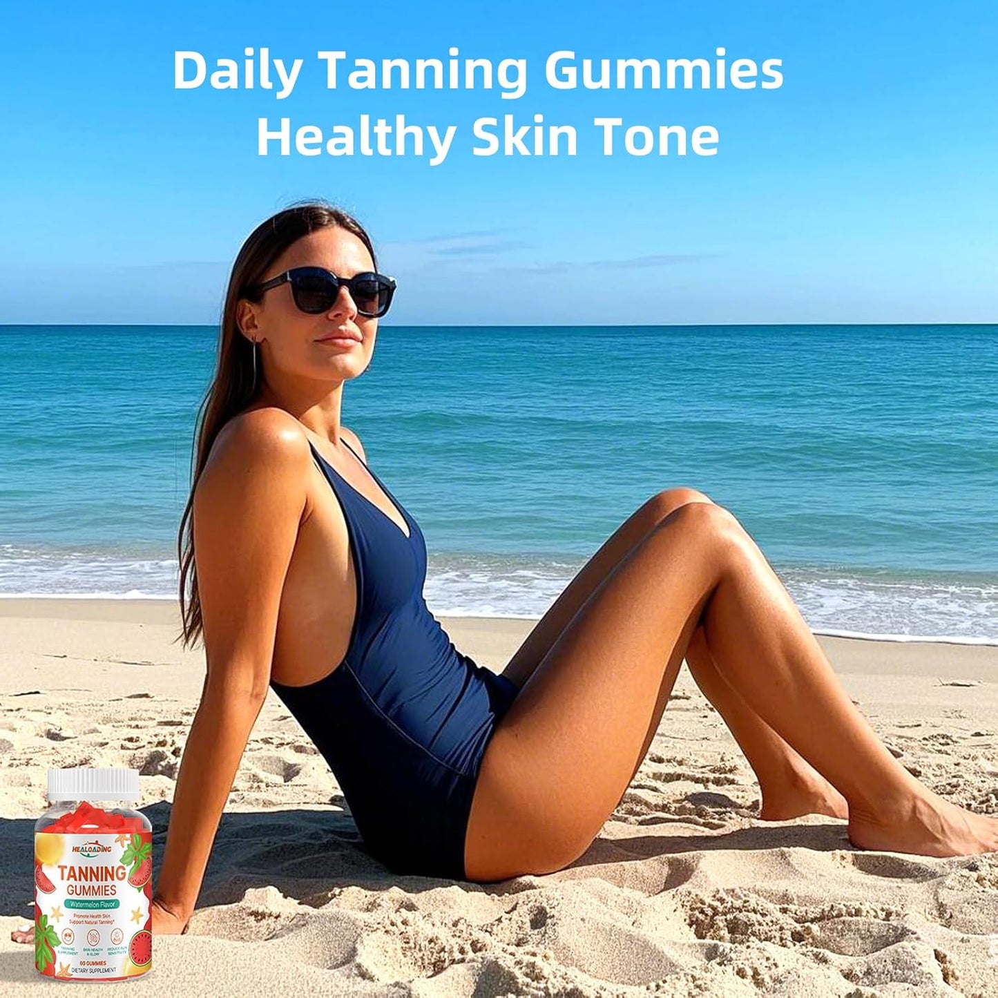 Tanning Gummies Supplement for Adults: Daily Tanning Gummies with Astaxanthin, Collegen, Lycopene, zinc (Citrate), Vitamin for Tanning Supplement Skin Health & Glow Reduce Sun Sensitivity