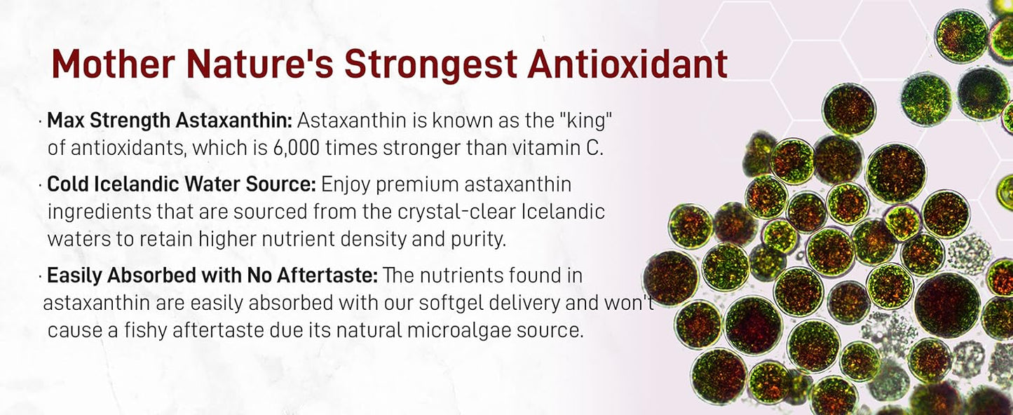 Astaxanthine pure 2.0 en gélules molles 12 mg | Éclat + inversion du vieillissement de l'intérieur sans effort