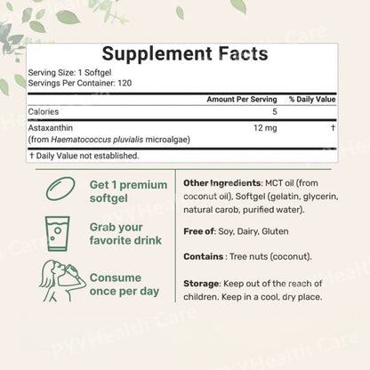 Astaxanthine pure 2.0 en gélules molles 12 mg | Éclat + inversion du vieillissement de l'intérieur sans effort