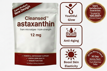 Astaxanthine pure 2.0 en gélules molles 12 mg | Éclat + inversion du vieillissement de l'intérieur sans effort